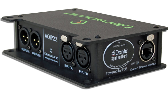 AoIP-22 MKII - Dante/ AES67 Robust Location Two Channel Bi-Directional Audio Interface