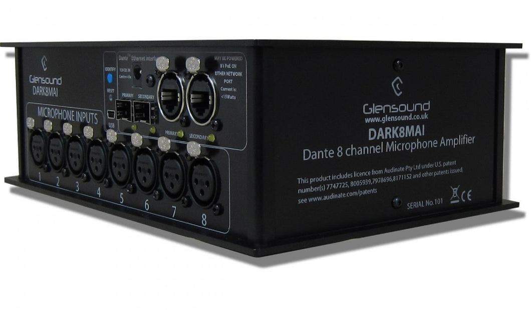 DARK8MAI MKII - 8 Channel Mic Amp to Dante Stagebox, WIN10 remote control. XLR ins